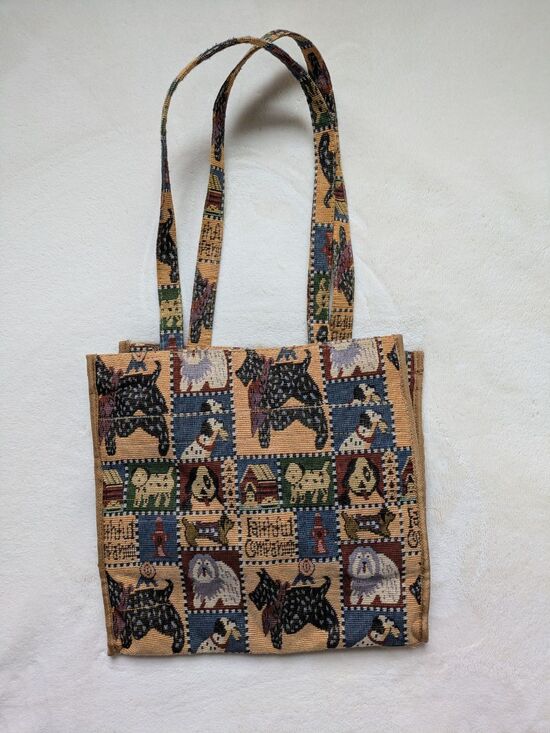 Jade Handbags - Faithful Companion Dog Tapestry Tote Bag/Purse Top Zip And Coin Holder By Jade